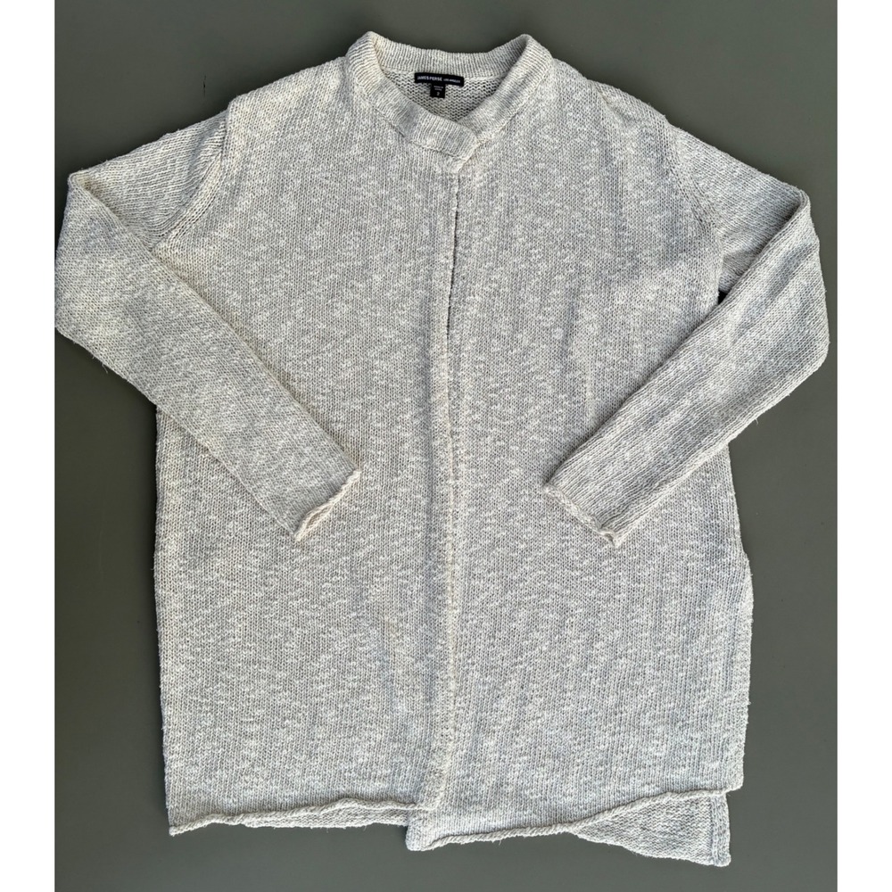 James Perse Cotton Linen Open Front Knit Cardigan Sweater Oatmeal Cream Size 2